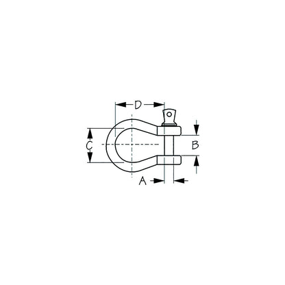 Sea-Dog 147606 Galvanized Shackle-Load Rated, , A:5/16" , B:9/16", C:13/16", D:1-1/8", Max Load: 1/2" Ton -Modern Boat Sales & Service