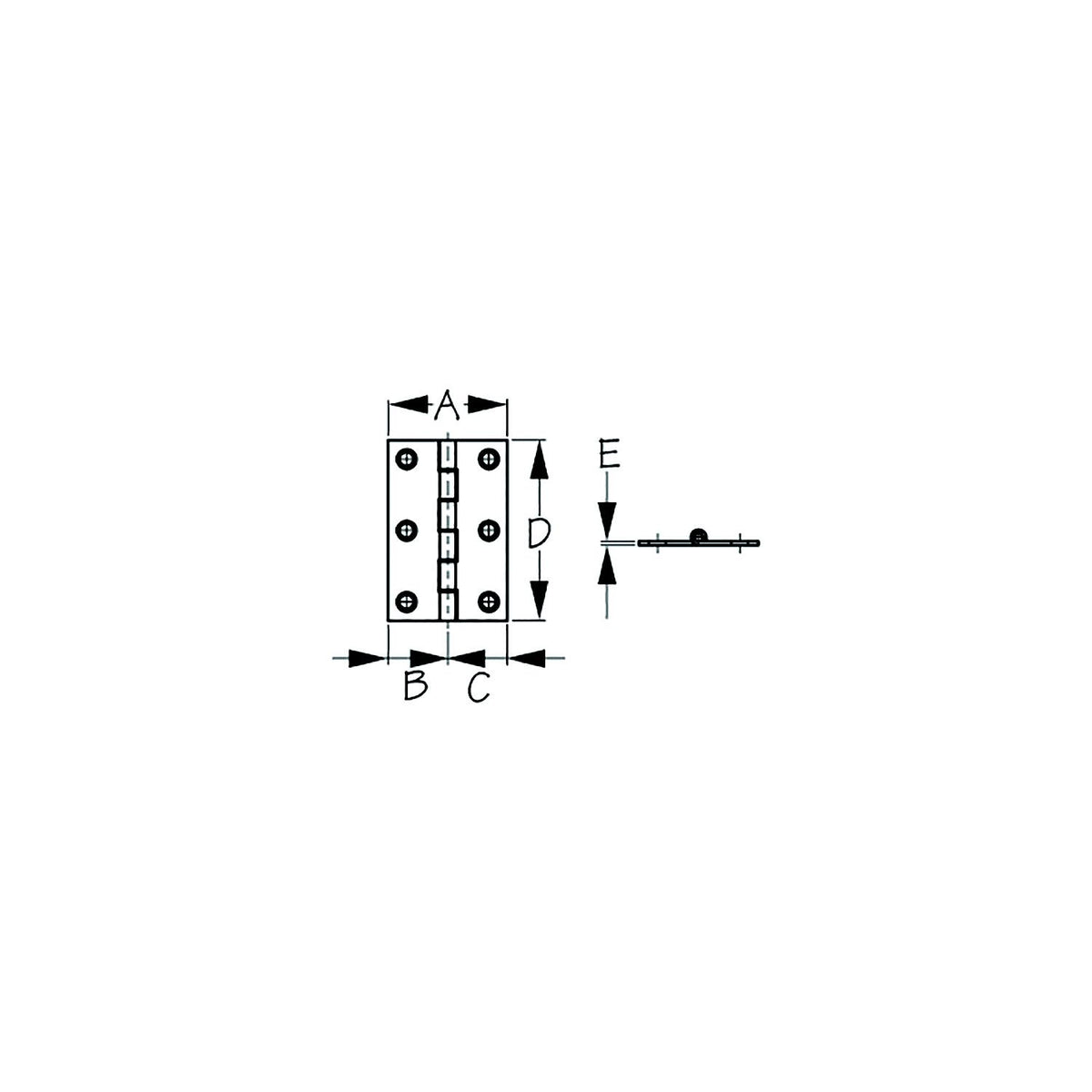 SEA-DOG 2030801 Dampening Butt Hinge, 2", 1" ,1", 3", /1/16", #8 FH, .11/.22 -Modern Boat Sales & Service