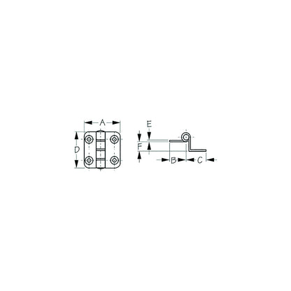 Sea-Dog 2035901 Dampening Offset Butt Hinge, #8 FH, Weight= .09/ .18, A= 1-1/2", B= 3/4", C=3/4" , D= 1-1/2", E= 1/16", 3/8" -Modern Boat Sales & Service