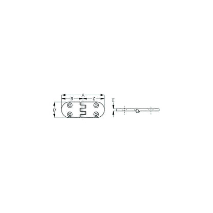 Sea-Dog 2054611 Flush Round Door Hinge, A= 3-1/4", B=1-5/8", C=1-5/8", D=1-3/16", E= 3/16", #10 FH Weight= .16/ .32 Default Title -Modern Boat Sales & Service