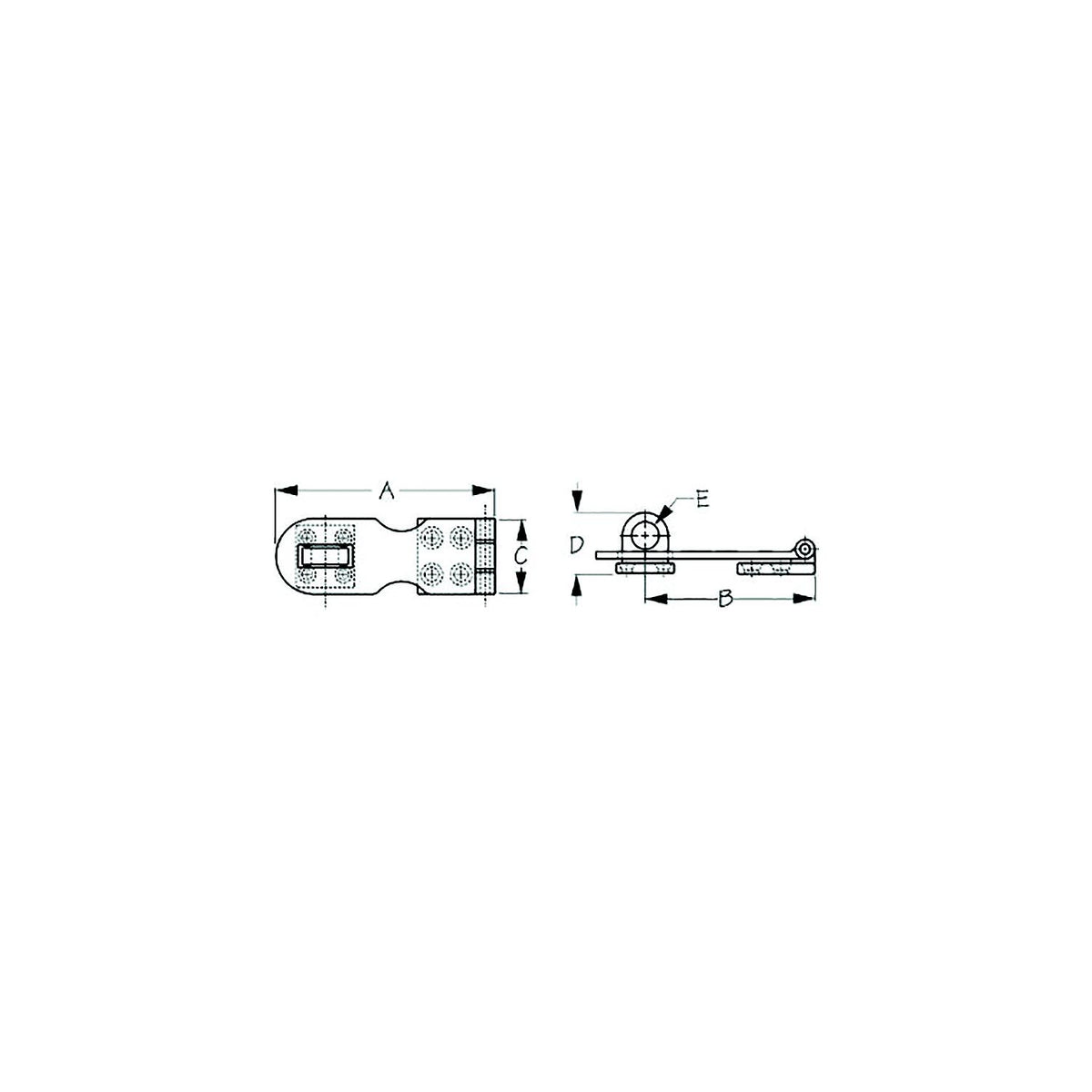 Sea-Dog 2221201 Safety Hasp, , A:3", B:2-5/16", C:1", D: 3/4", E: 3/8", #6 FH, Chrome -Modern Boat Sales & Service