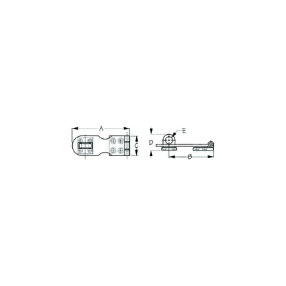 Sea-Dog 2221201 Safety Hasp, , A:3", B:2-5/16", C:1", D: 3/4", E: 3/8", #6 FH, Chrome -Modern Boat Sales & Service