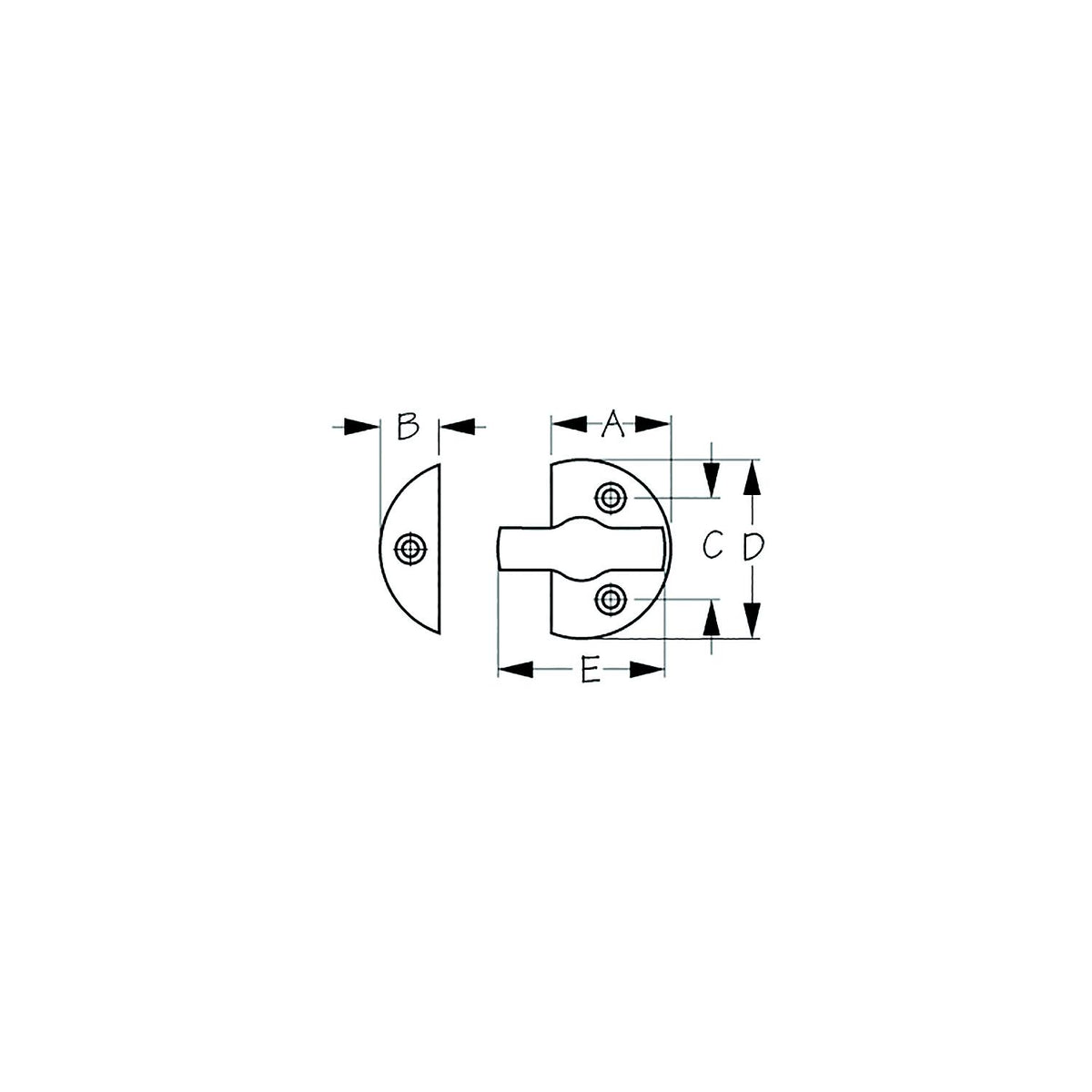 Sea-Dog 2223651 Door Button, A=1-3/16" , B=1/2" C=1", D=1-3/4", E= 1-11/16", #6 FH, Brass -Modern Boat Sales & Service