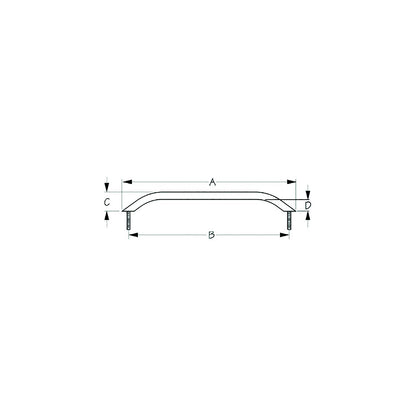 Sea-Dog 2546111 Stud Mount Handrail, Tube: 3/4", A:8-3/4 " B: 7-1/2" C:1-3/4" D:1-1/4" Fastener: 5/16"-18 Nut, Black Matte -Modern Boat Sales & Service