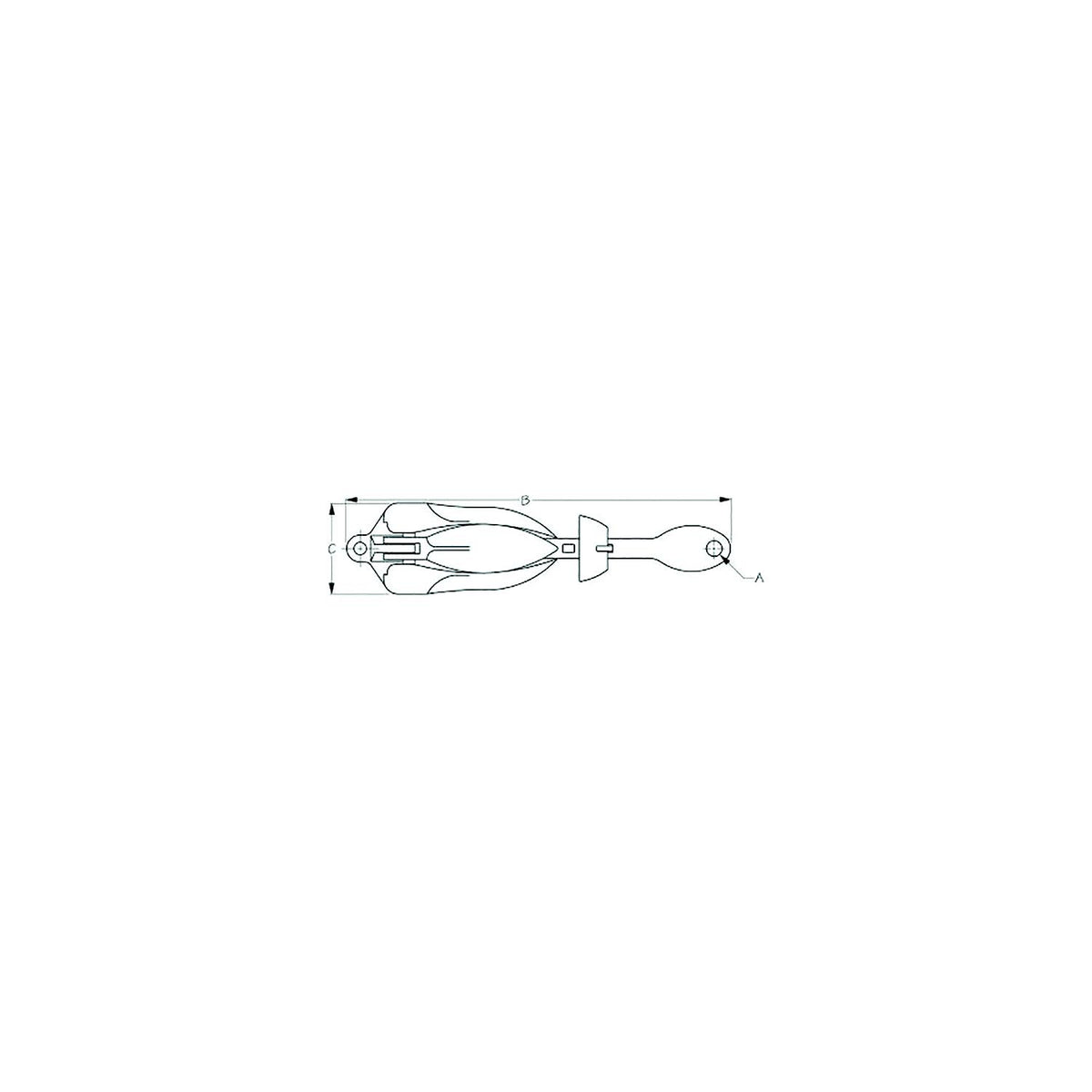 Sea-Dog 318001 Folding Grapnel Anchor 1.5 lbs., A:1/4" , B:7", C:2-1/4", Boat Length:5'-10', Line/Length: 1/4"/35' , Chain/Length: 3/16"/7'-10" Default Title -Modern Boat Sales & Service