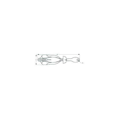SeaDog 318005 Folding Grapnel Anchor, 5.5 lbs. Anchor, A:1/2" , B:14", C:4", Boat Length: 5'-14' , Line/Length:5/16"/50', Chain/Length: 3/16"/7'-10' , Default Title -Modern Boat Sales & Service