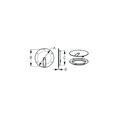 Sea-Dog 3364131 Low Profile Pop-Out Deck Plate, A: 8" , B:7-1/4", C=6-1/4", D: 3/16", Black, #8 FH Default Title -Modern Boat Sales & Service