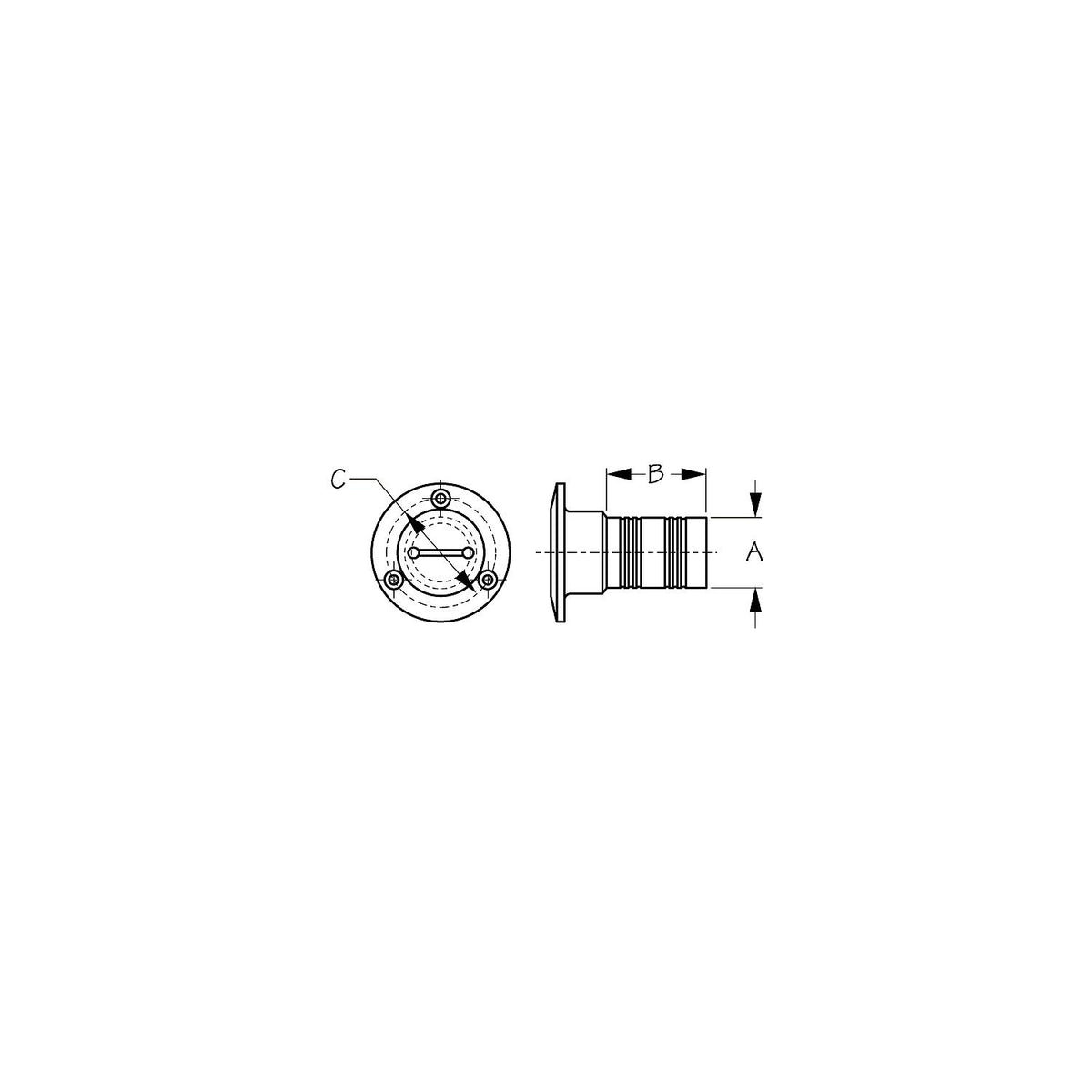 Seadog 3513231 Waste Deck Fill ,A: 1-1/2" Hose, B:3", C:3" #10 FH, Waste Default Title -Modern Boat Sales & Service