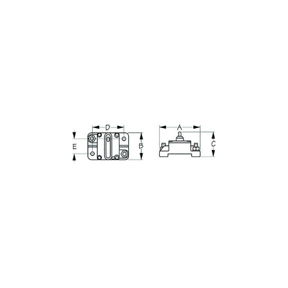 Sea-Dog 4208741 Hi-Amp Surface Mount Resettable Circuit Breaker, 60 amps, A=2-7/8" B=1-7/8" C=1-3/4" D=2-3/16" E=1-1/16", 48 Volts Default Title -Modern Boat Sales & Service
