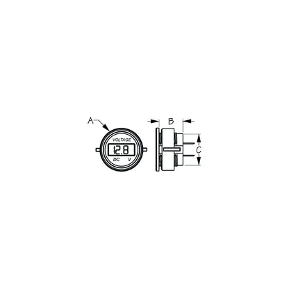 SeaDog 421615 Round Digital 4 to 30 Voltage Meter | Injected Molded Nylon Default Title -Modern Boat Sales & Service