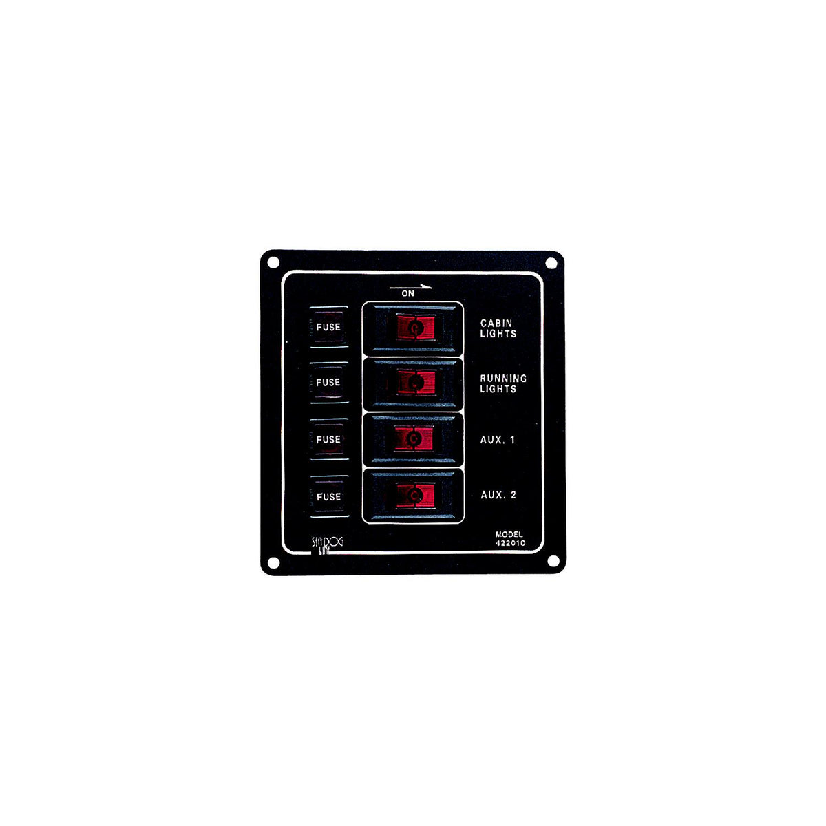 4 Switch Illiminated Switch Panel, Vertical -Modern Boat Sales & Service