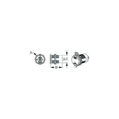 Seadog 4265111 USB 3.0 & USB-C Power Socket with Voltmeter, A:1-7/16" B: 1-1/2" C:1-1/8", Volts: 8-32 -Modern Boat Sales & Service