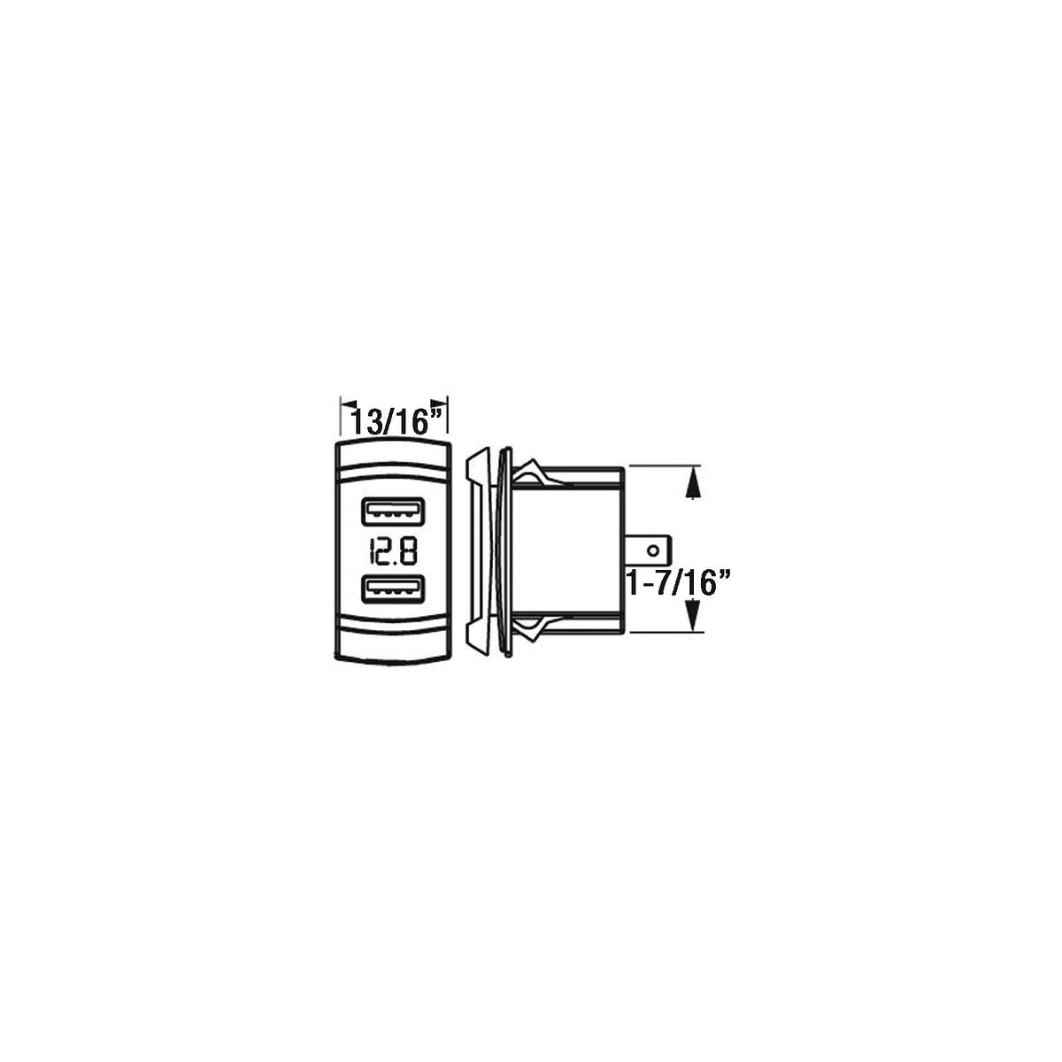 Seadog 4265271 Double USB Rocker Switch Style Voltmeter w/Hidden Display -Modern Boat Sales & Service