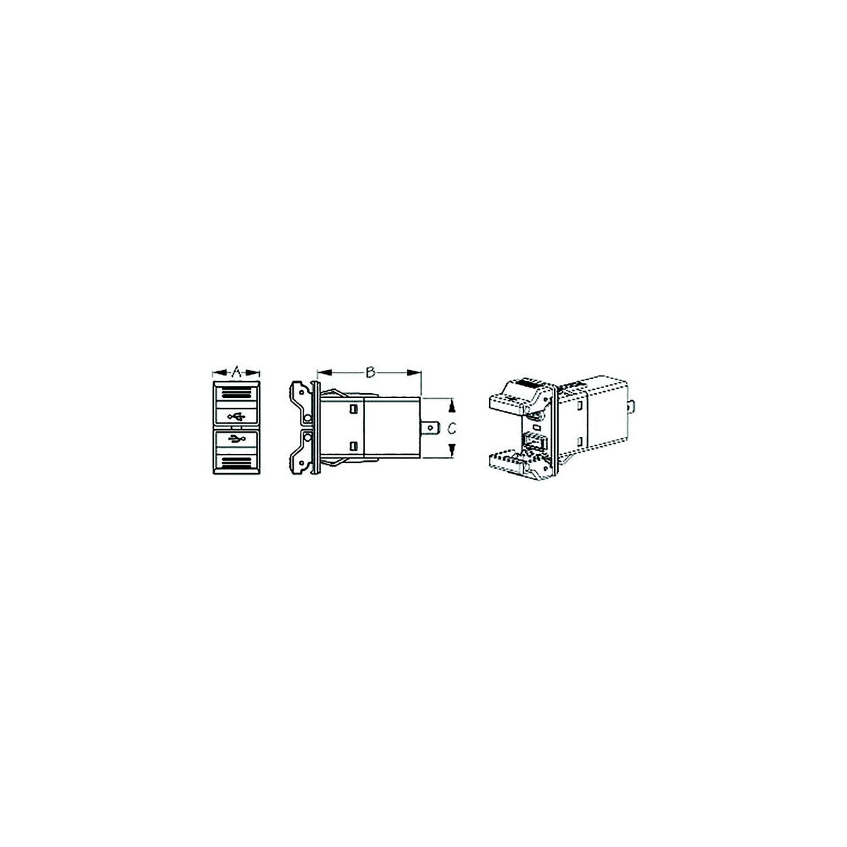 Sea-Dog 4265451 Usb 3.0 & Usb-C Rocker Style Power Socket With Dual Fixed Cover A: 1" B: 2-1/8" C: 1-7/16" Volts: 6-32 Default Title -Modern Boat Sales & Service