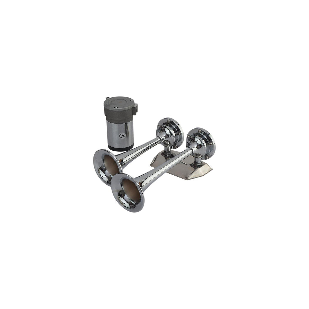SeaDog 432620 Maxblast 20 Amp 125 DB 12V 11 PSI Dual 9-5/8" Trumpet Air Horn | Chrome Plated Brass -Modern Boat Sales & Service