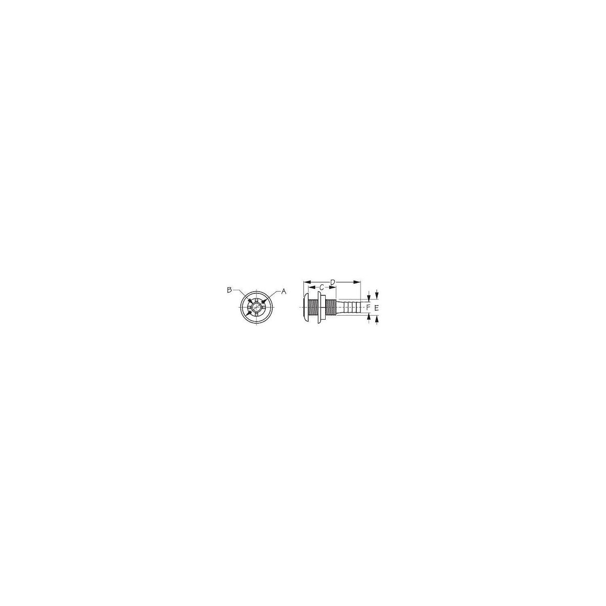 Sea-Dog 520821 Thru Hull with Stainless Cap, A: 1-7/8", B: 7/8â€, C: 1-3/4â€, D: 3-3/8â€, E: 1-3/16", F: 3/4â€, Stainless Default Title -Modern Boat Sales & Service
