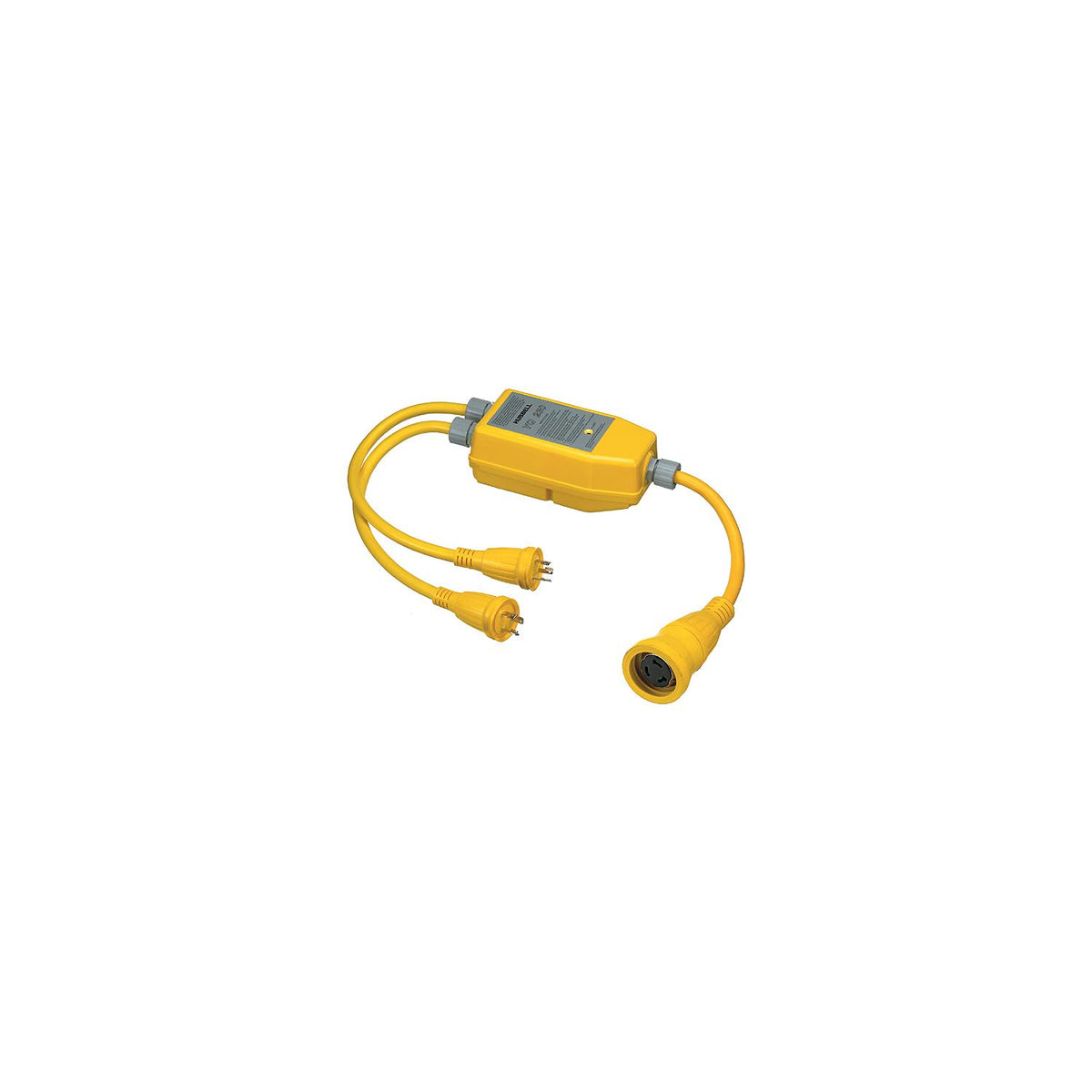 Hubbell YQ230 Yellow Intelligent "Y" (1) 50A 125V/250V Female to (2) 30A 125V Male Adapters -Modern Boat Sales & Service