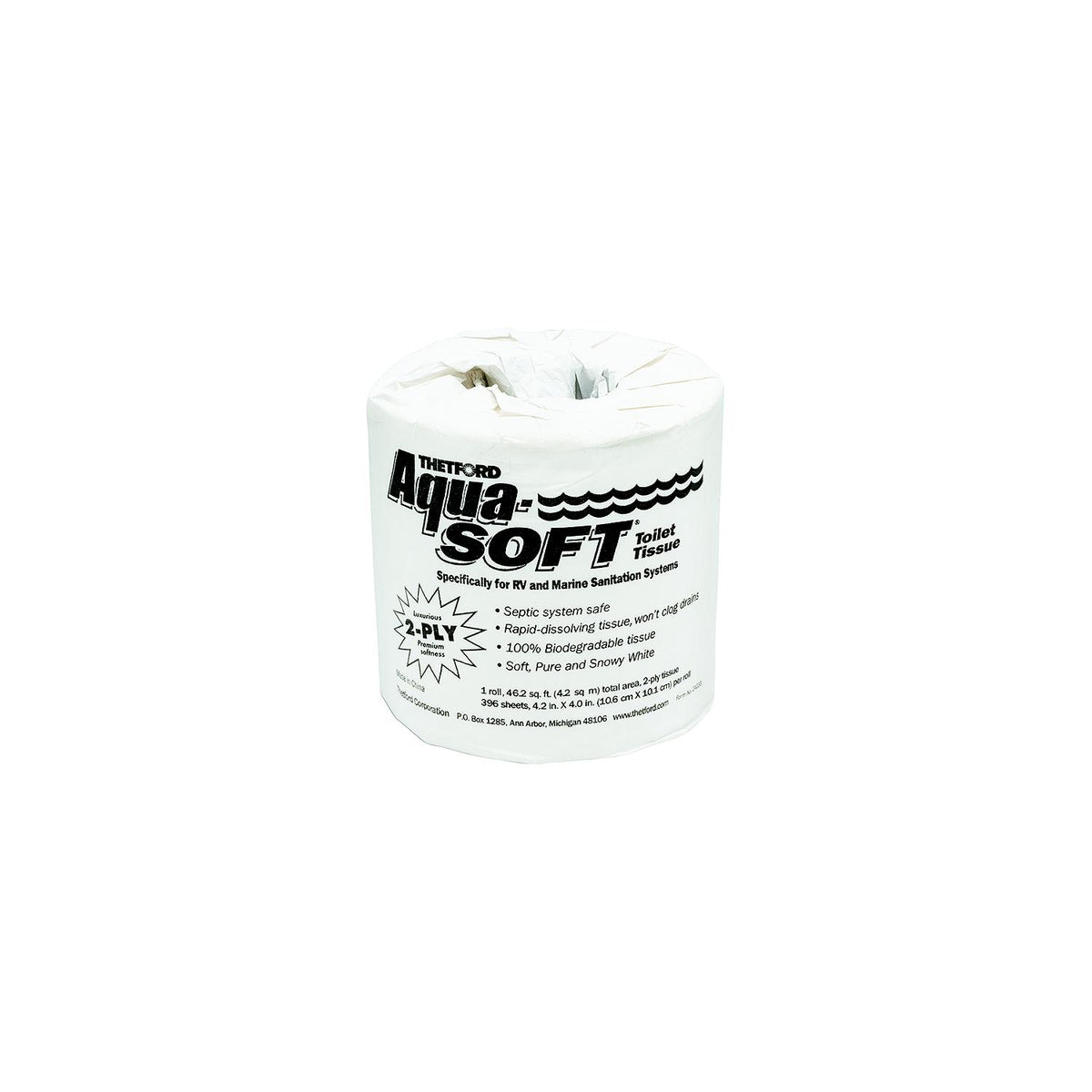 Thetford 24033 2-Ply Rapid-Dissolve Aqua-Soft Toilet Tissue-Toilet Paper, 48 Rolls/case -Modern Boat Sales & Service