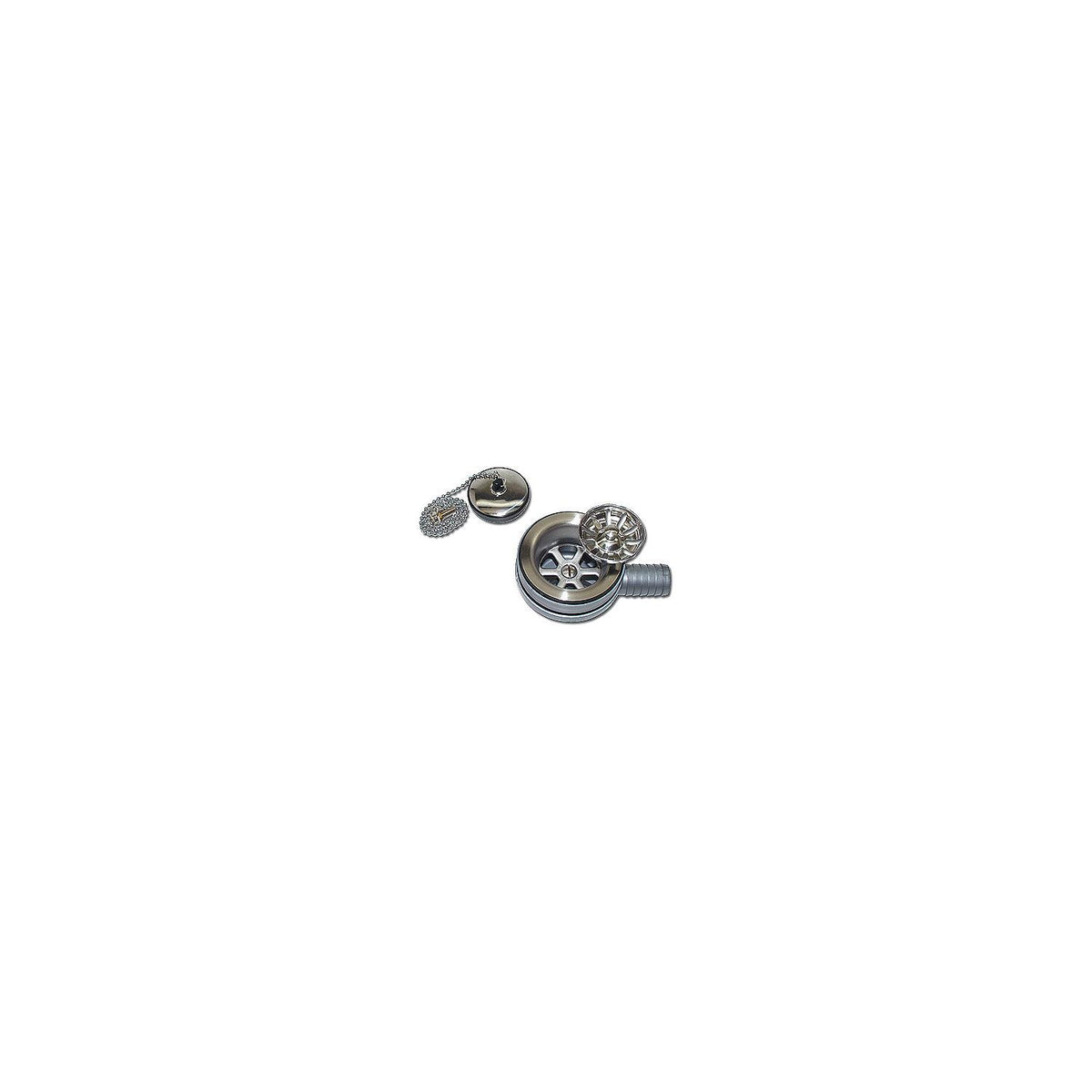 Scandvik 10308 Sink Drain With Basket and Stopper Fits 2-1/16" Drain Hole With a 1" Hose Barb Outlet -Modern Boat Sales & Service