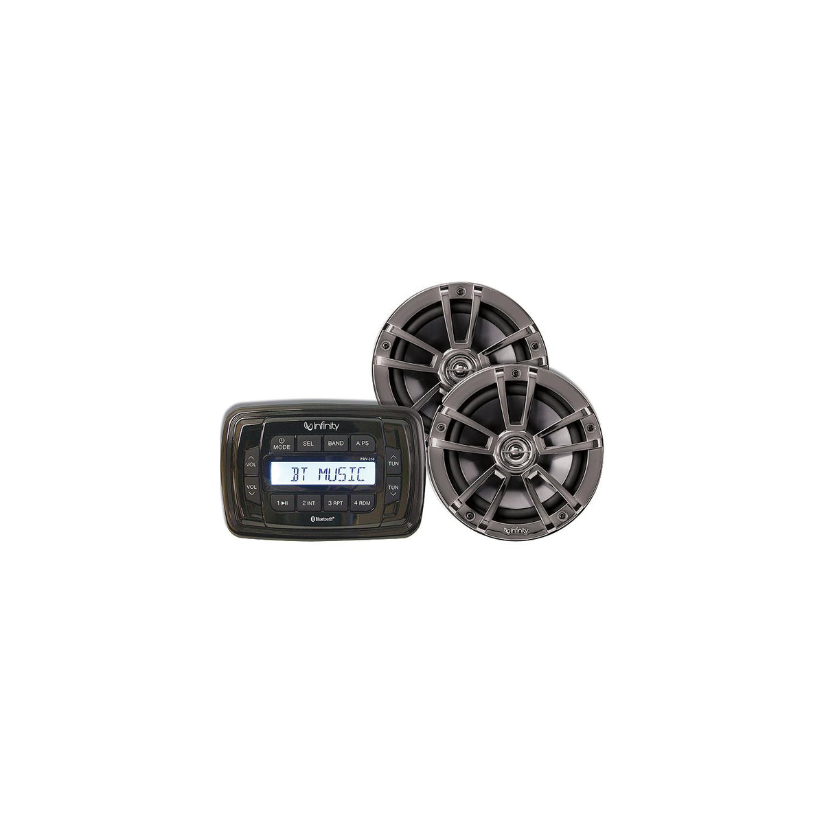 Infinity INFMPK250 AM/FM/USB Bluetooth Multimedia Receiver & 225 Watt 2-Way Marine Waterproof Speakers Stereo Package Default Title -Modern Boat Sales & Service