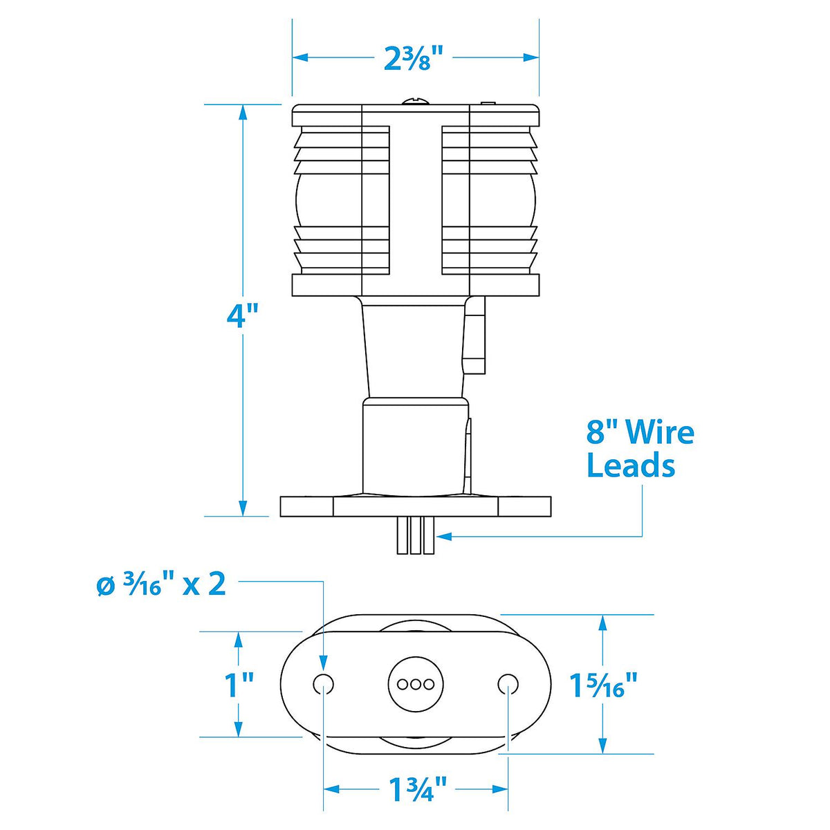 Seachoice All-Round Light, Masthead, Sail Boat Navigation, 3 In. Tall -Modern Boat Sales & Service