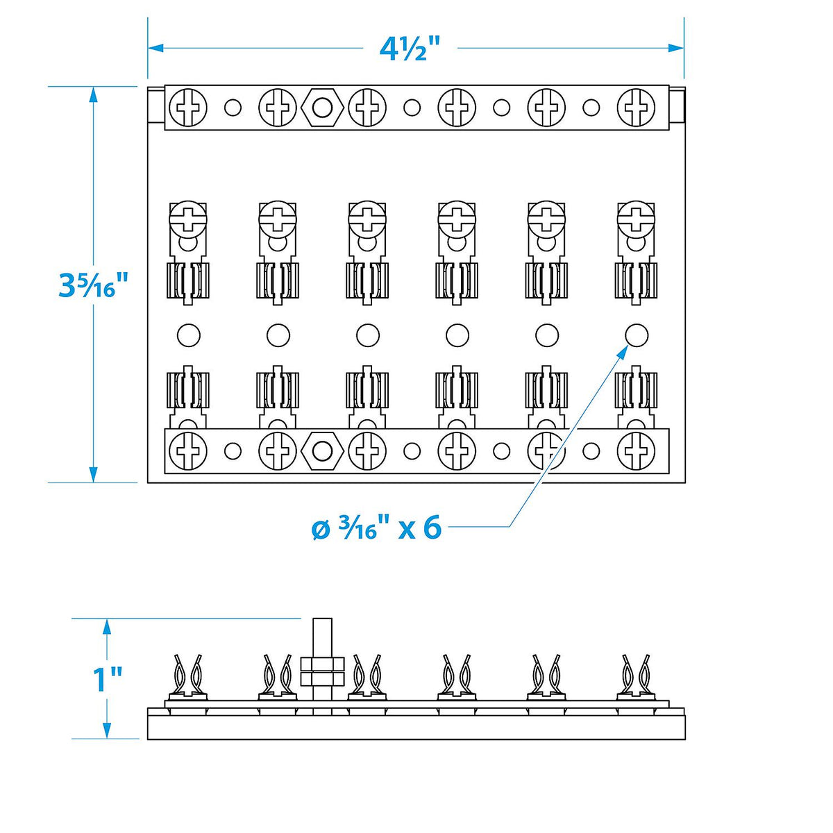 Seachoice 6-Gang Fuse and Terminal Block, Brass Clips and Contacts, SFE 20 Amp of 3AG Fuse -Modern Boat Sales & Service