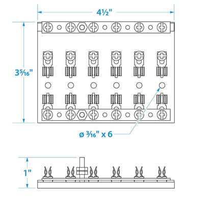 Seachoice 6-Gang Fuse and Terminal Block, Brass Clips and Contacts, SFE 20 Amp of 3AG Fuse -Modern Boat Sales & Service