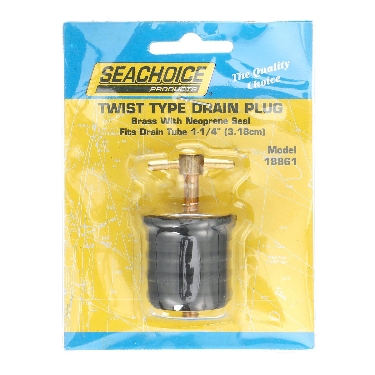 Seachoice Twist-Turn 1.25 In. Marine Boat Brass Drain Plug w/ Neoprene Seal -Modern Boat Sales & Service