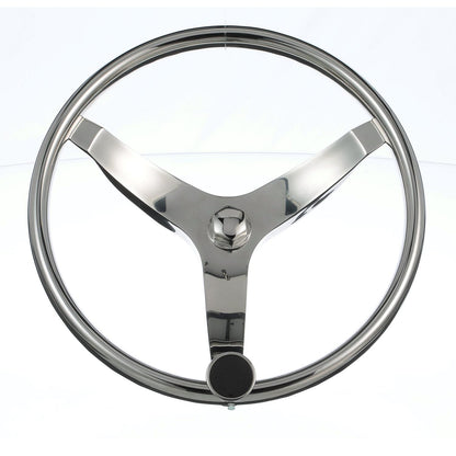 Seachoice 3 Spoke Sports Steering Wheel w/ Turning Knob, Fits 3/4-In. Tapered Shaft, 13.5-In. Diameter -Modern Boat Sales & Service
