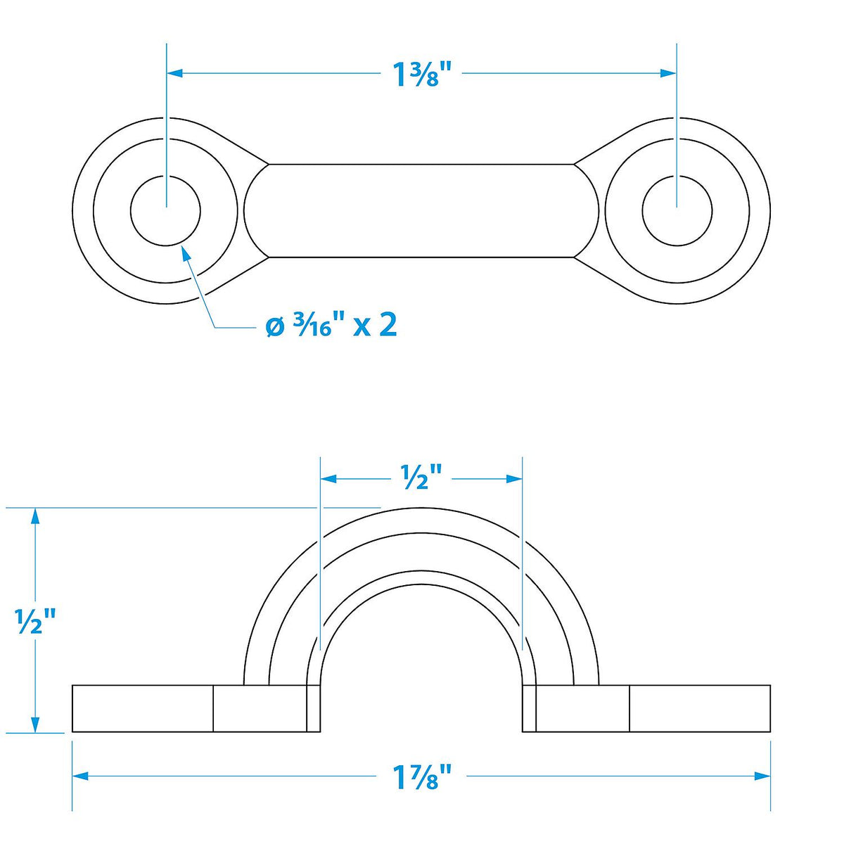 Seachoice Multi-Purpose Chrome-Plated Zinc 3/8 in. Eye Straps, Set of 4 Default Title -Modern Boat Sales & Service