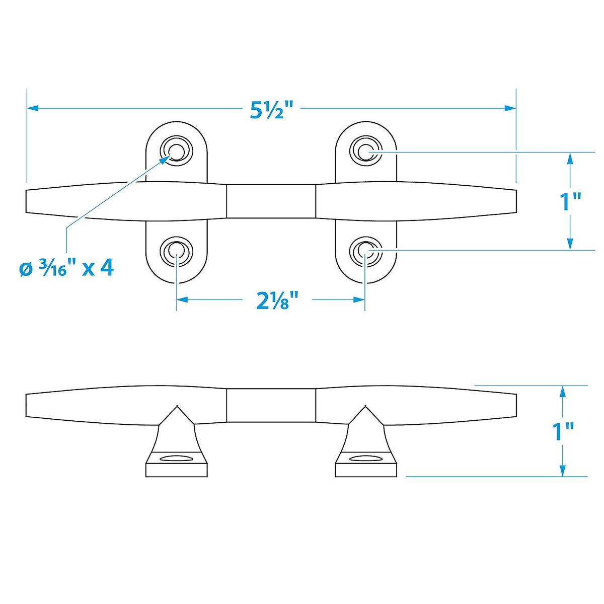 Seachoice Hollow Base Yacht Cleat, Chrome-Plated Cast Brass, 5-1/2 In. Long Default Title -Modern Boat Sales & Service