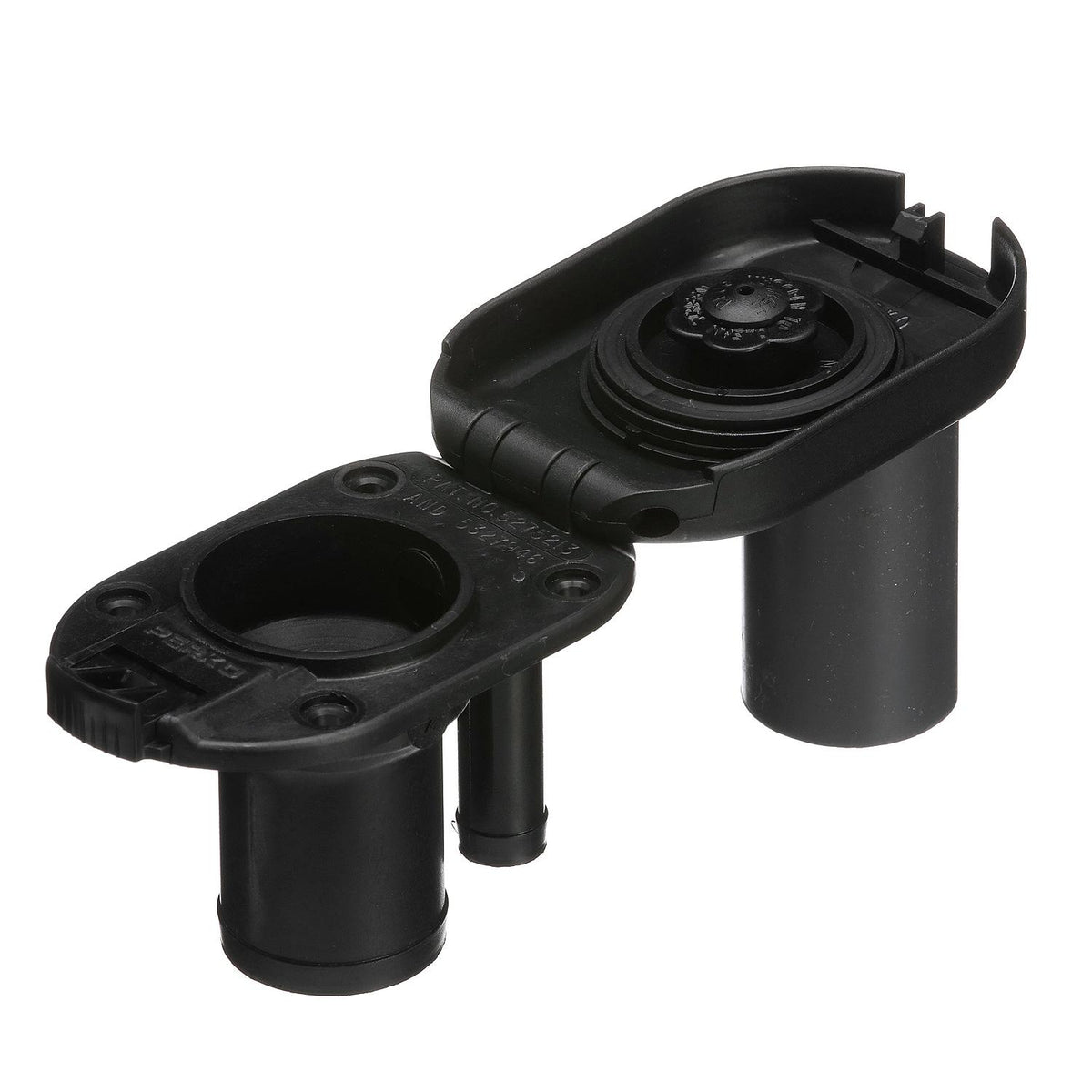Seachoice 32061 Deck Mount Gas Fill Plate w/ Vent, Hinged Flip-Top, Molded Black Plastic Default Title -Modern Boat Sales & Service