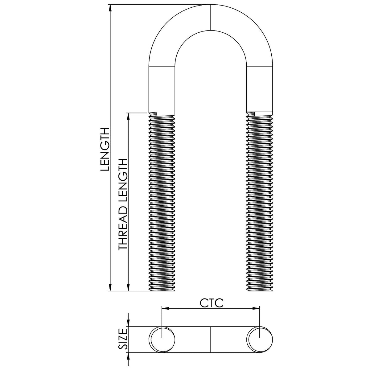 Seachoice 33628 Stern Eye - Stainless Steel, 2 Nuts, 3.45" Thread Length Default Title -Modern Boat Sales & Service
