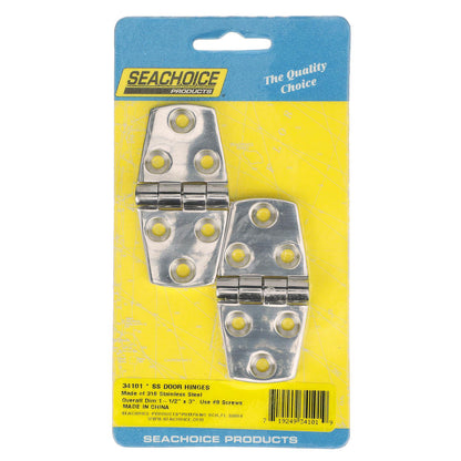 Seachoice Marine-Grade Door Hinges, Polished 316 Stainless Steel, 3 in. X 1-1/2 in., Pack of 2 -Modern Boat Sales & Service