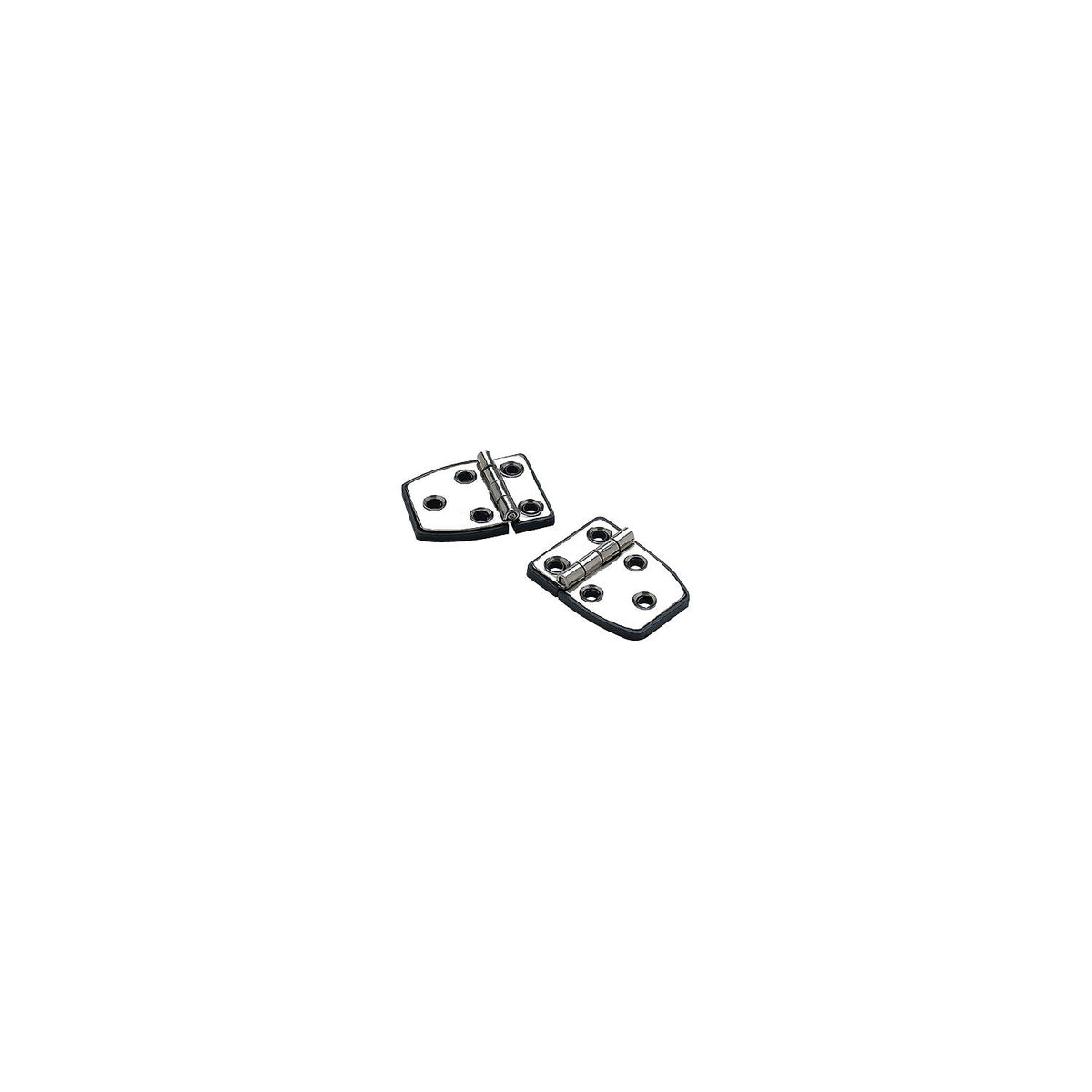 Seachoice 34351 (2) 2-1/4" x 1-1/2" Polished Stainless Steel 3/4" Short Side Hinges with Black Nylon Base Plate -Modern Boat Sales & Service