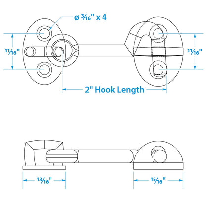 Seachoice Chrome-Plated Cast Brass 2 in. Marine Cabin Door Hook w/ #6 Fastener Default Title -Modern Boat Sales & Service