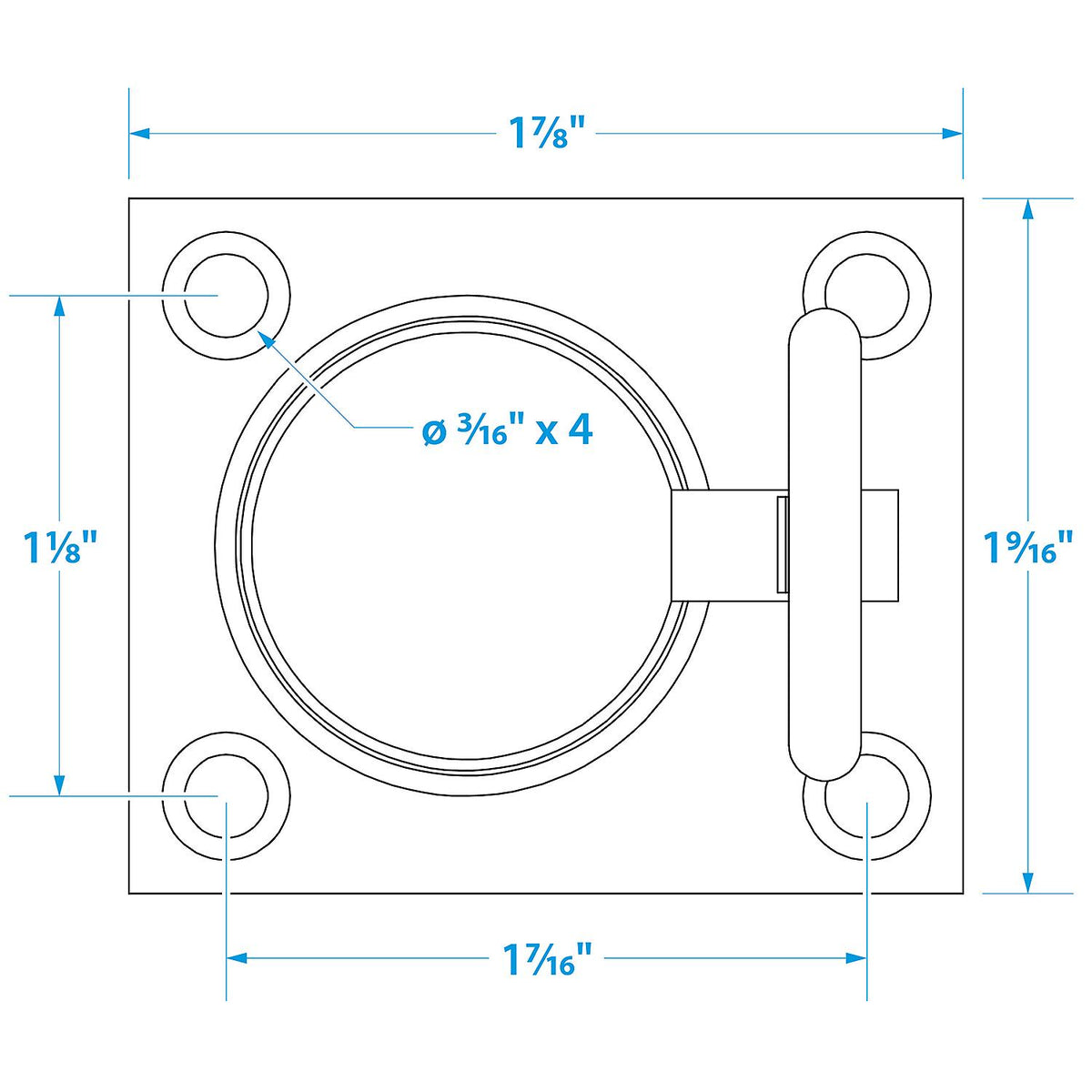 Seachoice Chrome-Plated Cast Brass Square Flush Hatch Ring Pull, 1-1/2 In. X 1-3/4 In. -Modern Boat Sales & Service