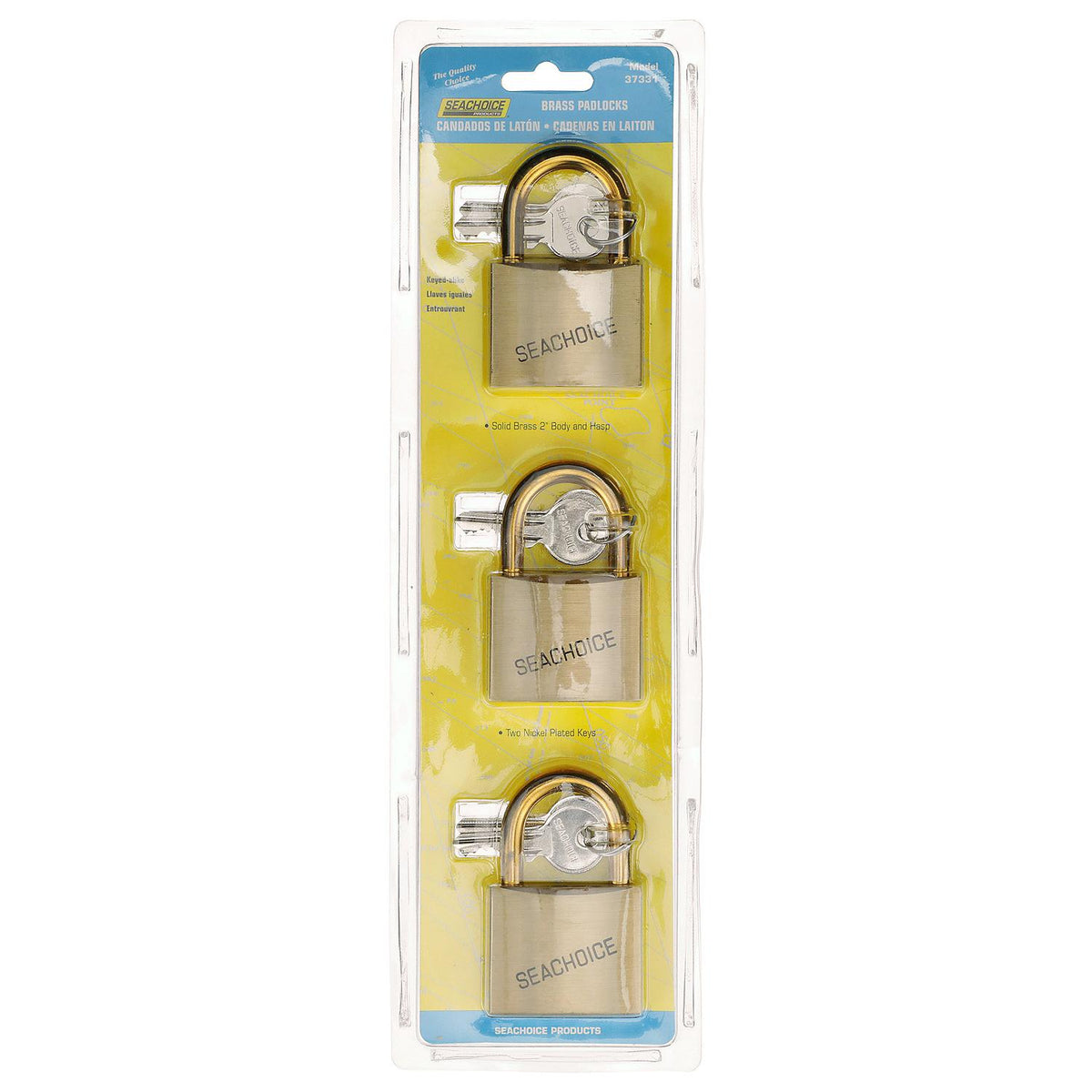 Seachoice Solid Brass Padlock, 2 in., Set of 3 Keyed Alike Default Title -Modern Boat Sales & Service