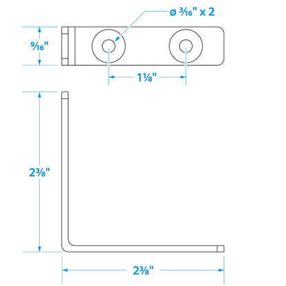 Seachoice Marine-Grade 90-Degree Angle Bracket, Polished 304 Stainless Steel, 2-3/8 in. X 1/2 in., Pack of 2 Default Title -Modern Boat Sales & Service
