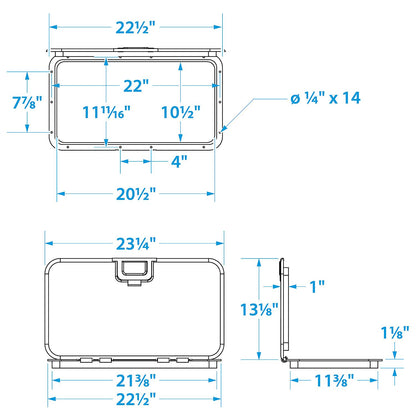 Seachoice White Offshore Hinged Low-Profile Hatch, 10 In. X 20 In. -Modern Boat Sales & Service