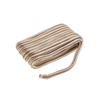 Seachoice Double-Braid Nylon Dock Line w/ Eye Splice, Pre-Shrunk, Heat Stabilized, 5/8 In. X 35 Ft., Gold White -Modern Boat Sales & Service