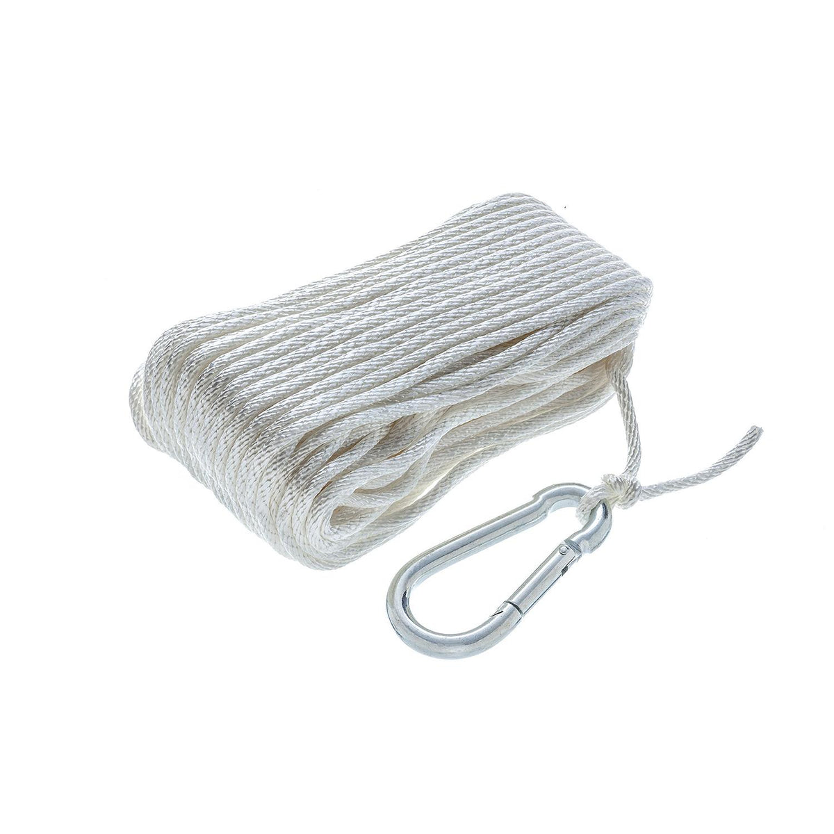 Seachoice Anchor Line Rope, Hollow Braid, Polypropylene, White, Spring Hook, 3/16 In. X 100 Ft. Default Title -Modern Boat Sales & Service