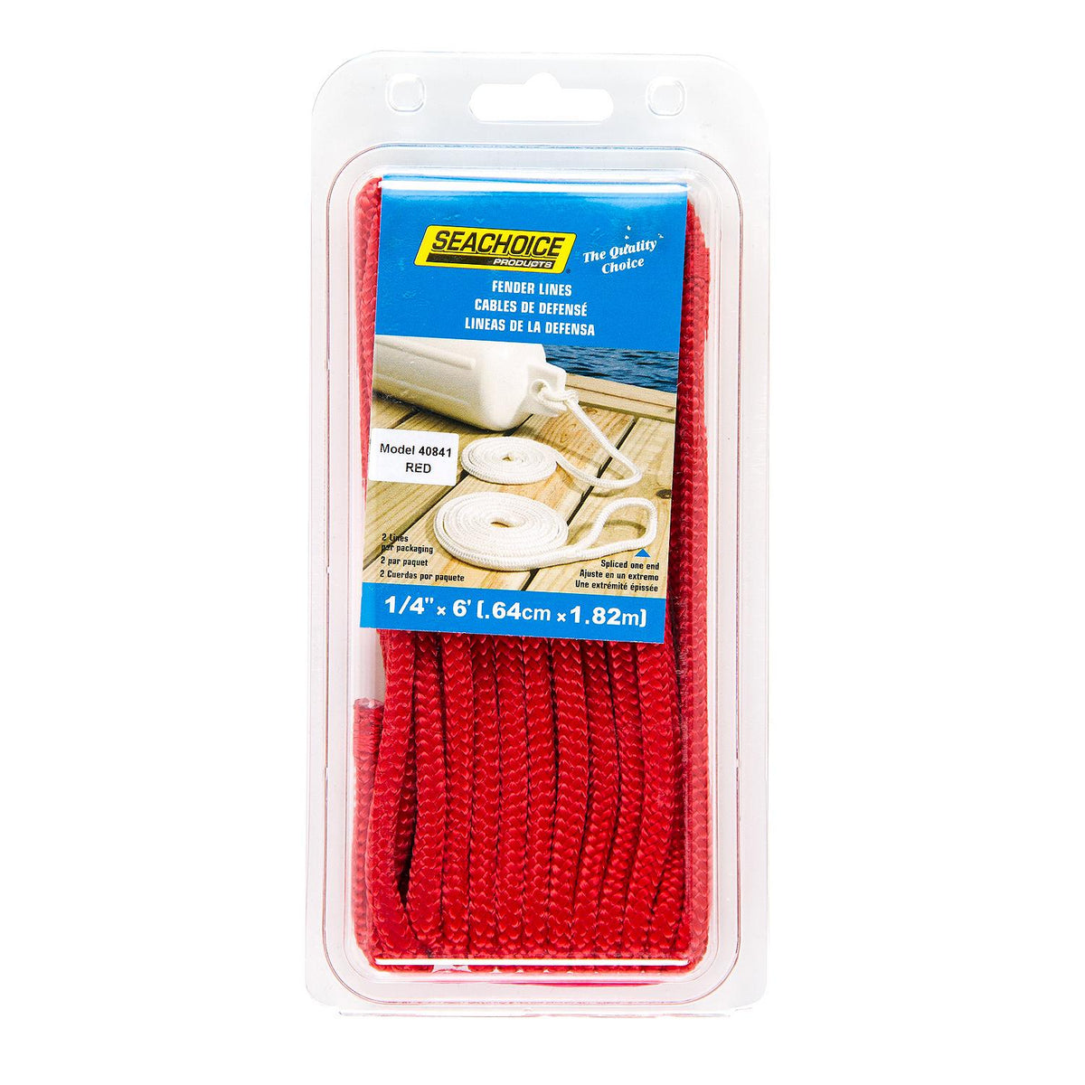 Seachoice Double-Braid Nylon Fender Line, 1/4 In. X 6 Ft., Red -Modern Boat Sales & Service