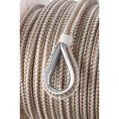 Seachoice Boat Anchor Rope, Double-Braid, Nylon, Achor Line, 3/8 in. X 150 Ft., Gold/White -Modern Boat Sales & Service
