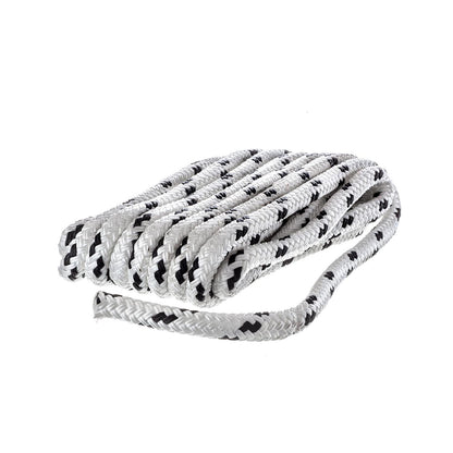 Seachoice Double Braided Dock Rope for Boating - 100% MFP Dock Line, â…œ-Inch x 15 Feet, White with Black Tracer -Modern Boat Sales & Service