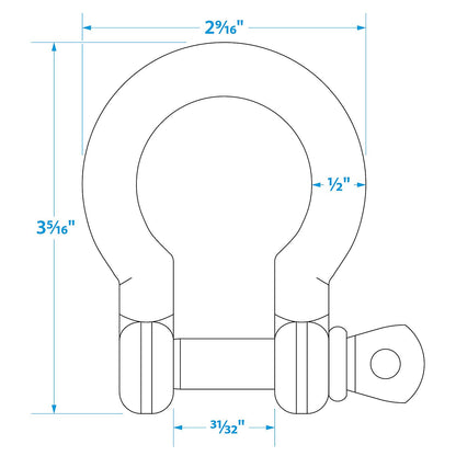 Seachoice Stainless Steel Anchor Shackle, 1/2 in., 2,000 Lbs. Max Load -Modern Boat Sales & Service