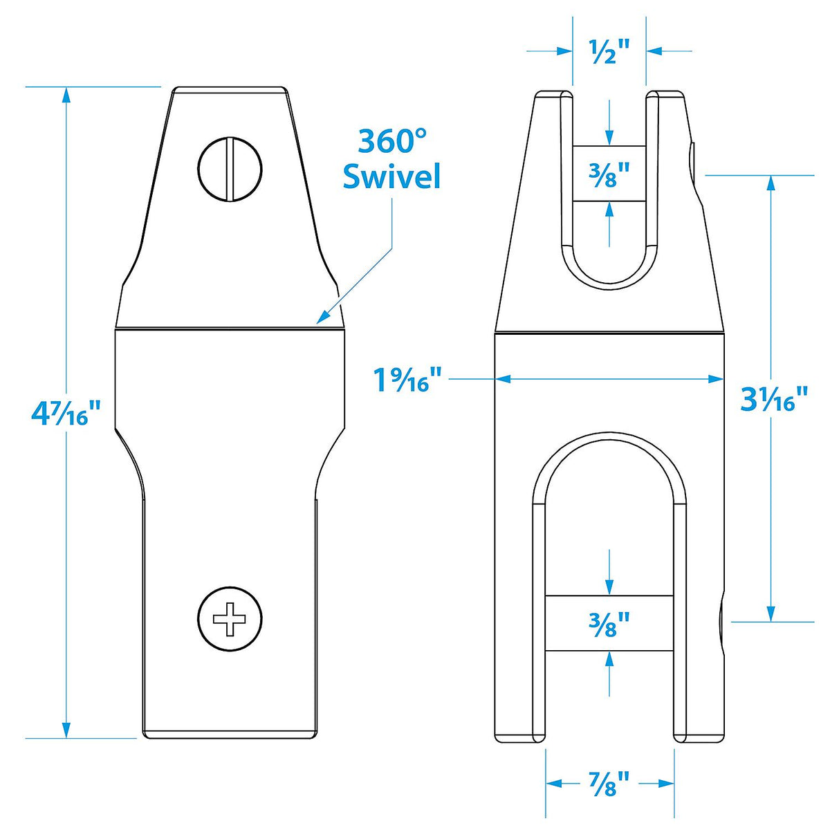 Seachoice Stainless Steel Anchor Swivel, 4 5/8 in. Long, 7/8 in. Anchor Side, 1/2 in. Chain Side Default Title -Modern Boat Sales & Service