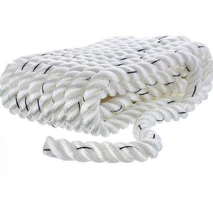 Seachoice Premium 3-Strand Twisted Nylon Dock Line With Tracer, White w/Blue Tracer, 3/4-Inch x 25 Feet, 18-Inch Eye Splice -Modern Boat Sales & Service