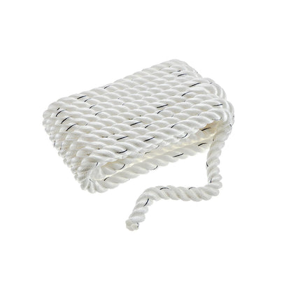 Seachoice Premium 3-Strand Twisted Nylon Dock Line With Tracer, White w/Blue Tracer, 3/4-Inch x 25 Feet, 18-Inch Eye Splice Default Title -Modern Boat Sales & Service