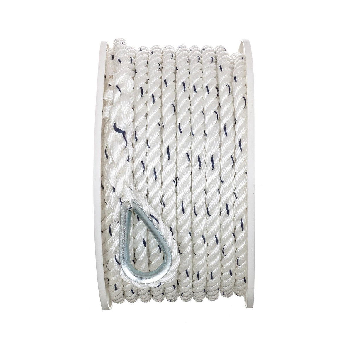 Seachoice 47711 Boat Anchor Line Rope, 3-Strand Twisted, Nylon, White/Blue, 3/8 in. X 100 Ft. Default Title -Modern Boat Sales & Service